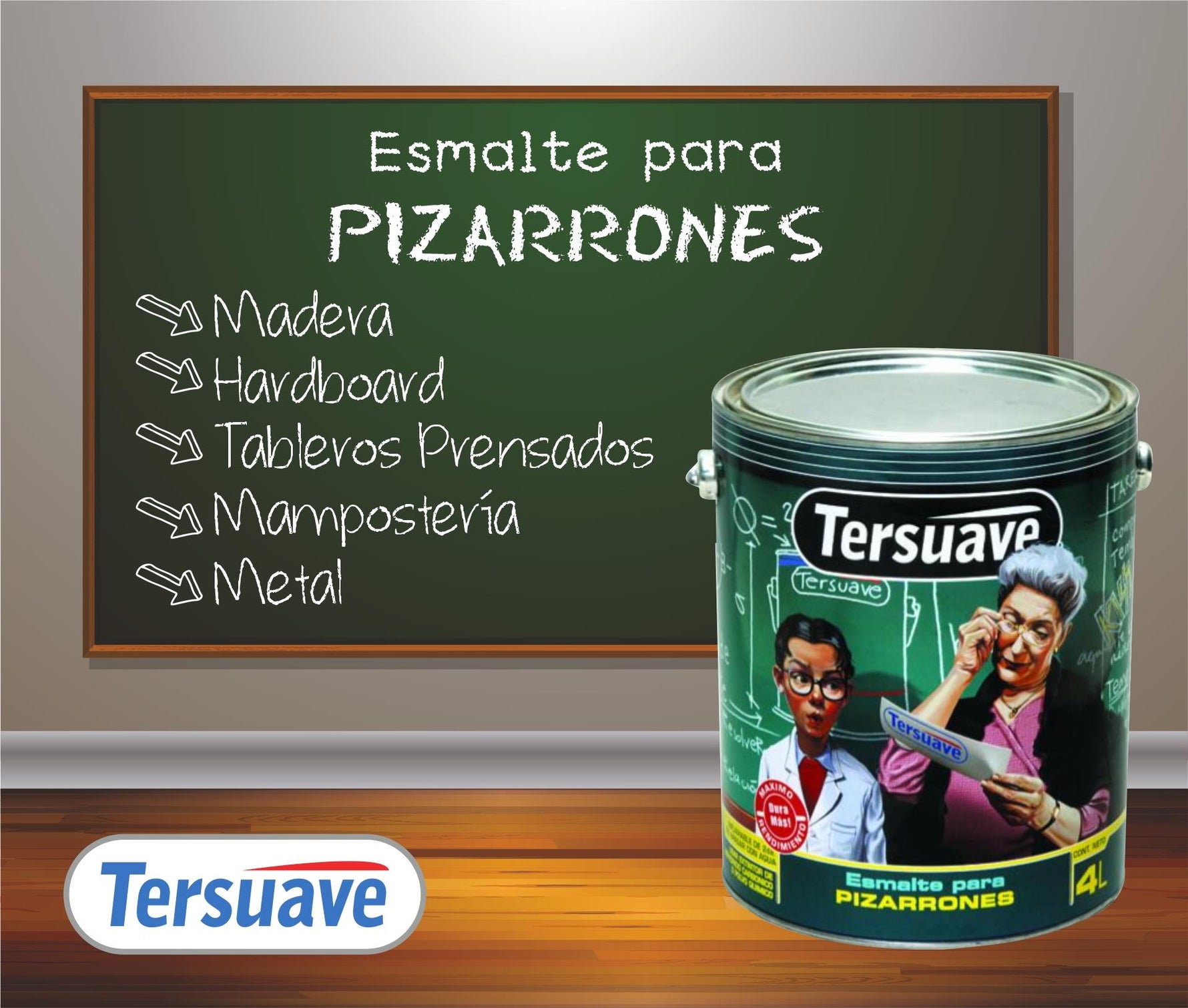 Tersuave esmalte Pizarrón Negro Mate Solvente 1 Lt