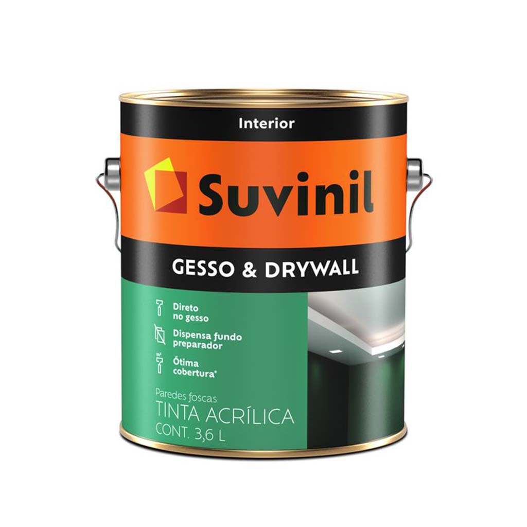 Suvinil Pintura Yeso 2 en 1 Acrílico St. Interior Blanco 3.6 Lts