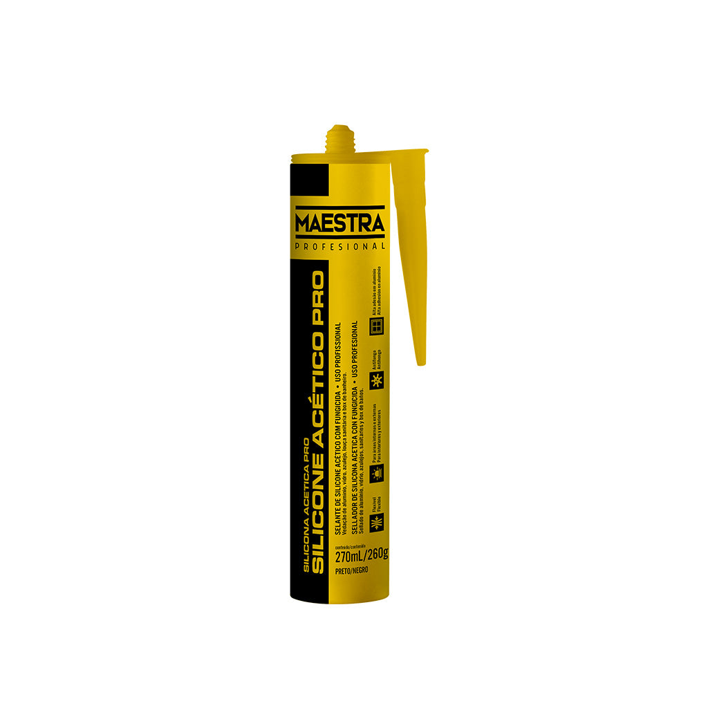 Maestra Silicona Acética Profesional Negra Cart. 280ml / 240gr