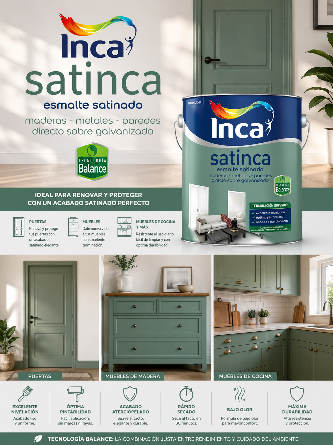 Satinca Balance (al agua) Esmalte Satinado Blanco 1 Litro