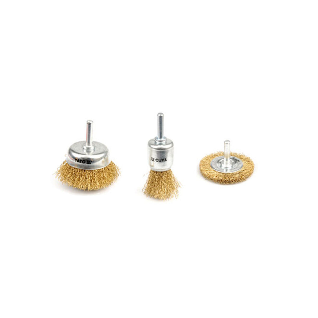 YATO Juego 3Pz. Cepillos Alambre P/Taladro 6mm