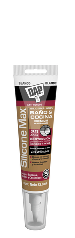 DAP SILICONE MAX™ Sellador de Silicona Premium para Baños y Cocinas 83 ML