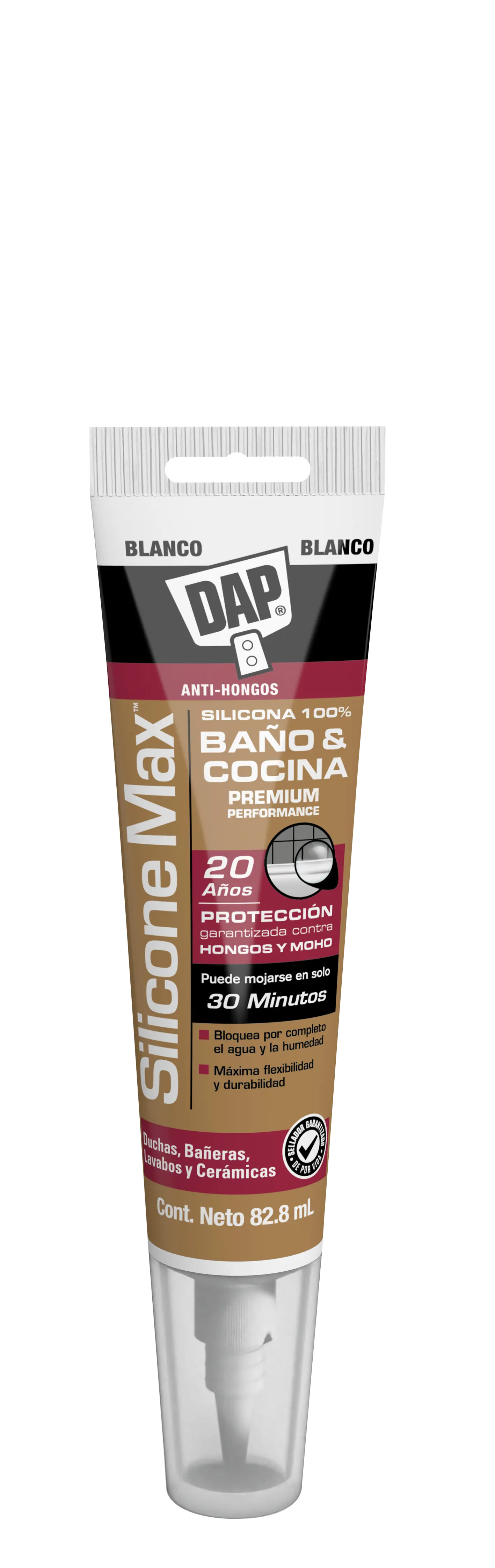 DAP SILICONE MAX™ Sellador de Silicona Premium para Baños y Cocinas 83 ML