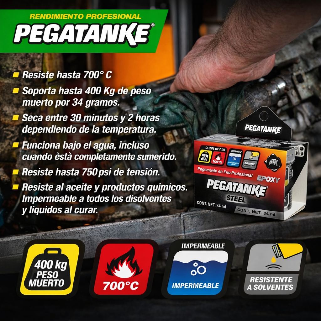 Pegatanke Pegamento Epoxi 2 Componentes Acero 35 Grs