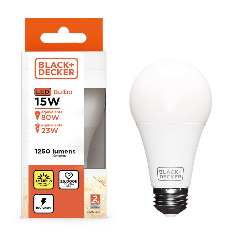 Black y Decker Lampara Led E27 15W Calida