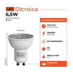 Black y Decker Lampara Dicroica GU10 6.5W Fria