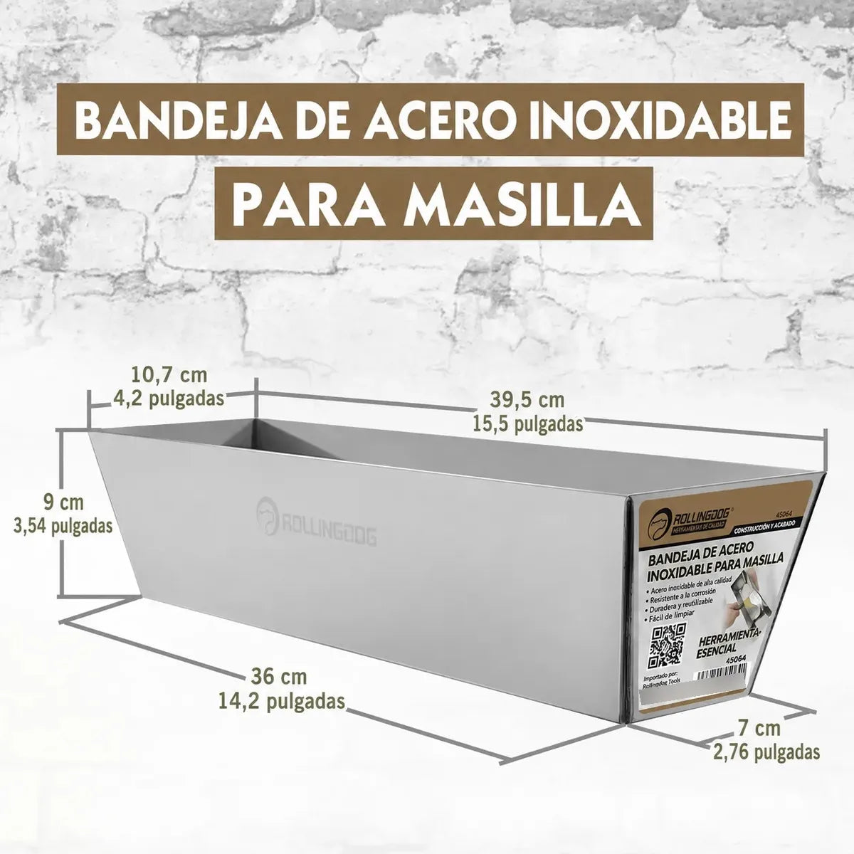 Bandeja Budinera Acero Inoxidable Yeso Rollingdog
