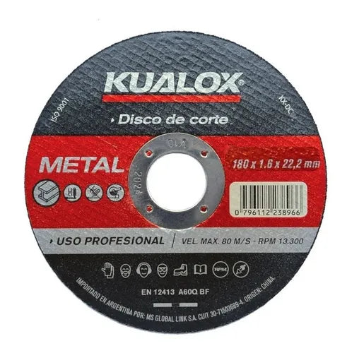 KUALOX DISCO CORTE ACERO INOX+METAL 7" 180X1.6