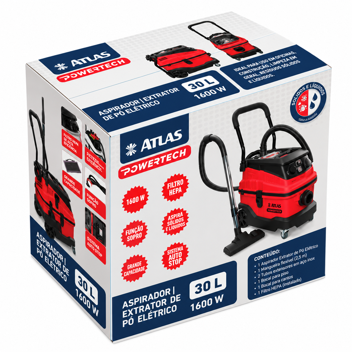 Atlas Powertech Aspiradora/extractora Roja 1190w 127v