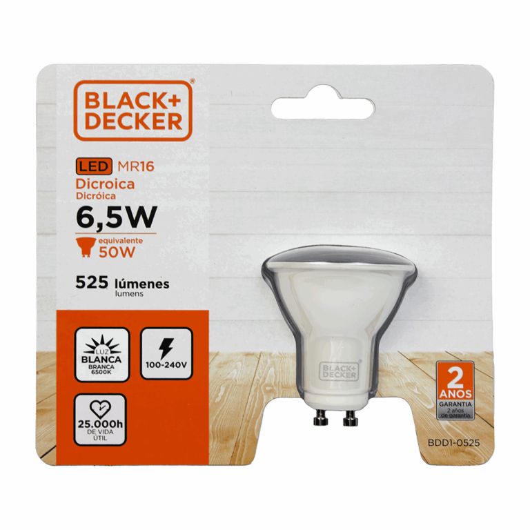 Black y Decker Lampara Dicroica GU10 6.5W Fria