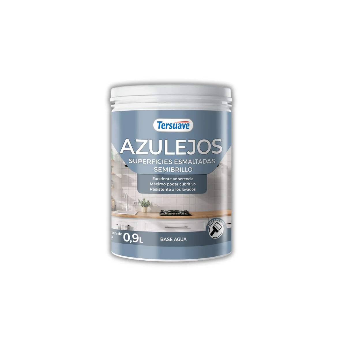 Tersuave Azulejos Esmalte Semibrillo Base Agua Blanco 0.9 Lts