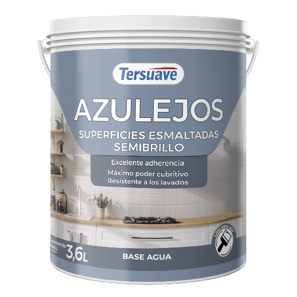 Tersuave Azulejos Esmalte Semibrillo Base Agua Blanco 3.6 Lts