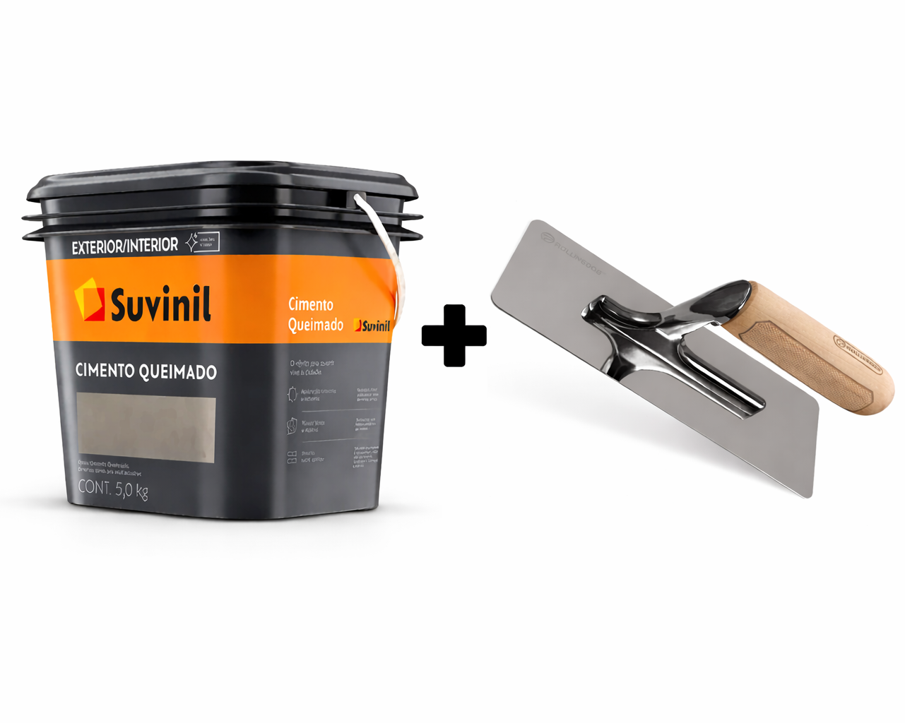 Cemento Quemado Suvinil 5kg + Llana Premium Rollingdog