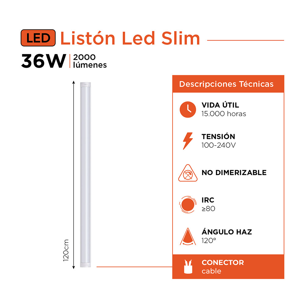 Black y Decker Liston Led Slim 36W 120 CM Frio