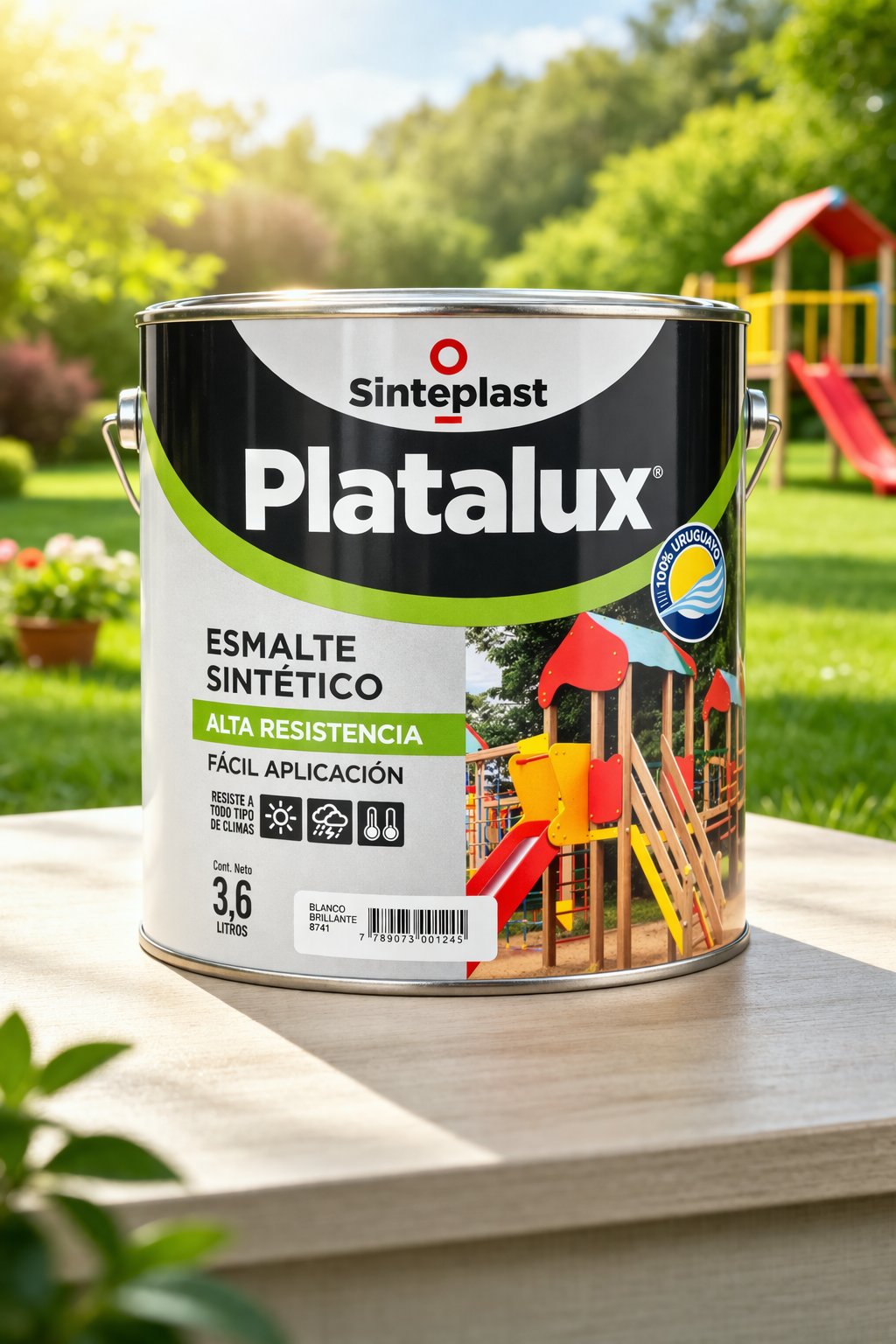 Platalux Esmalte Sintetico SEMI-MATE Negro 3.6 Litros