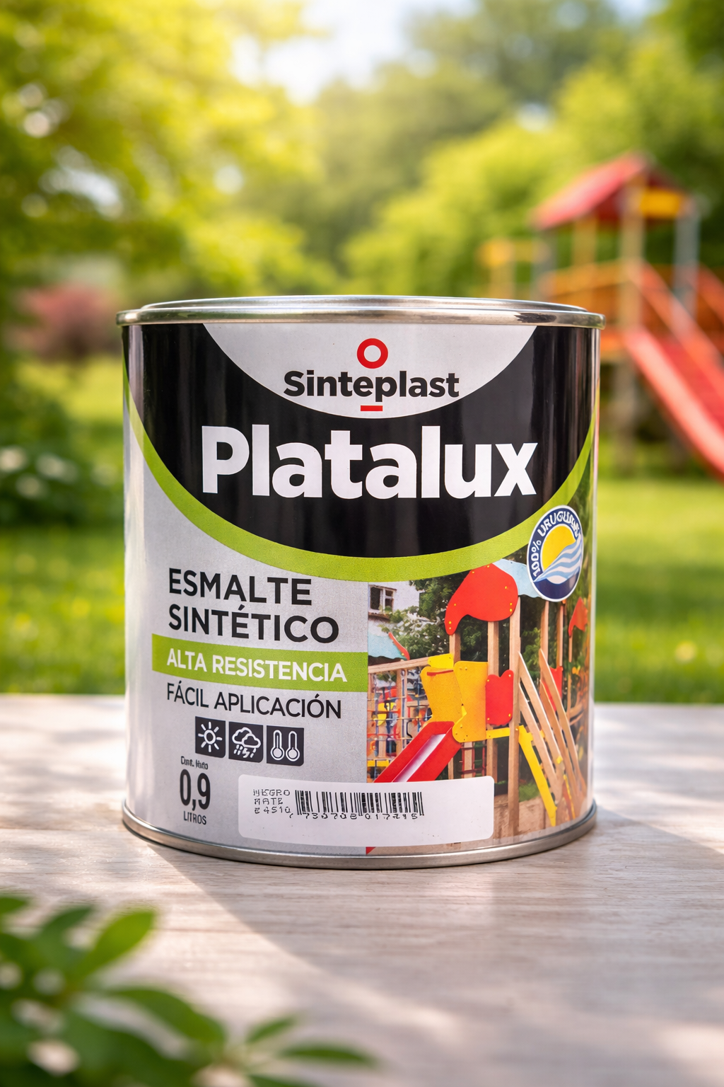 Platalux Esmalte Sintetico SEMI-MATE Negro 0.9 Litros