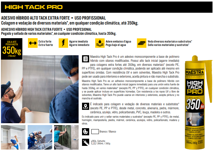 Maestra Adhesivo Híbrido High Tack Profesional Blanco 280ml